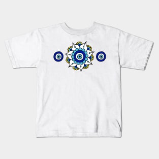 Blue Evil Eyes Kids T-Shirt